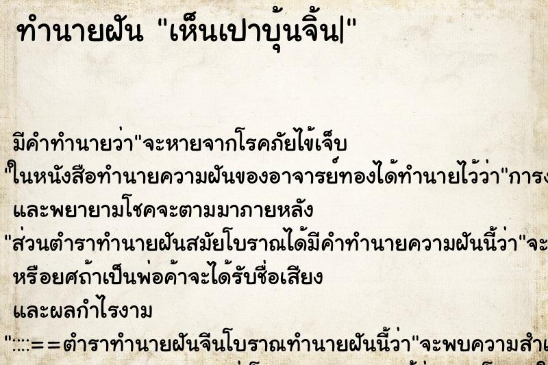 ทำนายฝัน เห็นเปาบุ้นจิ้น| ทำนายฝัน เห็นเปาบุ้นจิ้น|